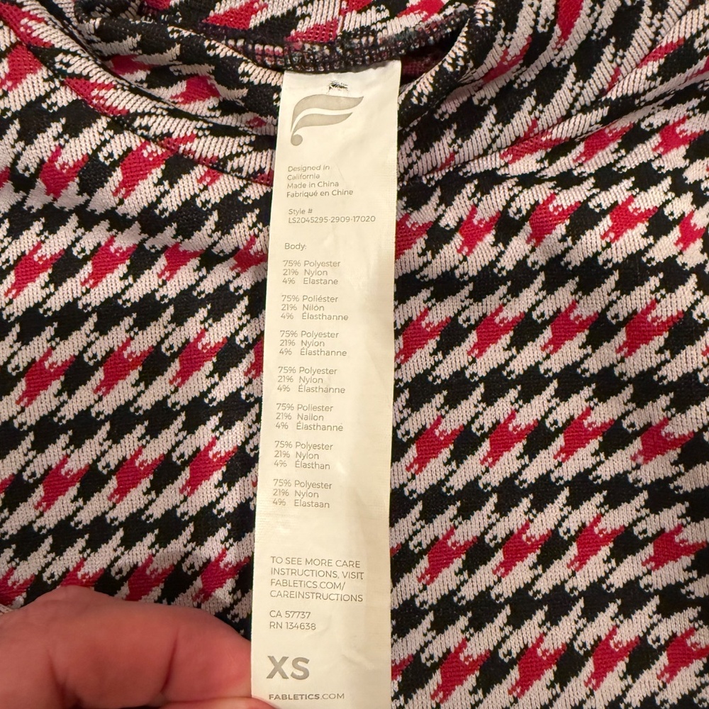 Fabletics Red and Black Houndstooth Top - image 3